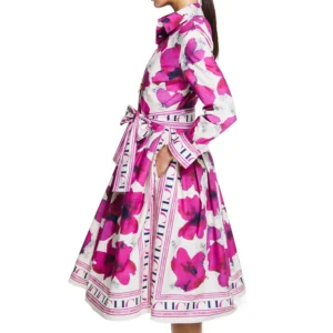 Women's Long-Sleeve Floral-Print Maxi Shirt Dress